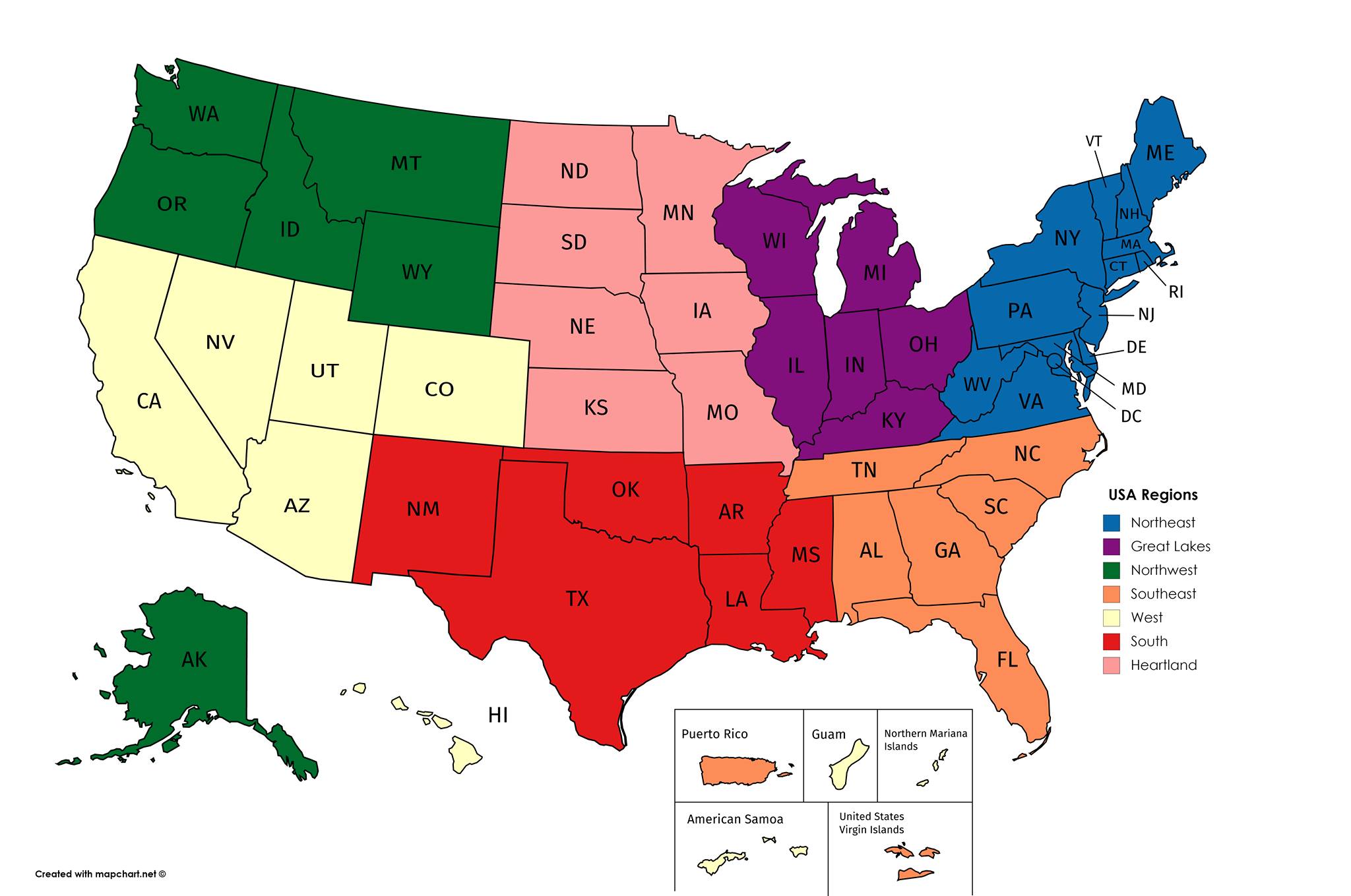 Map of US Regions